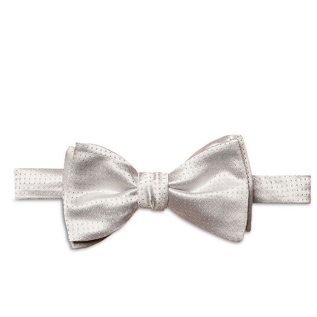 Eton Mens Eton Silk Pre-Tied Bow Tie Silver Pin Dot Tonal Pattern Os Nwot